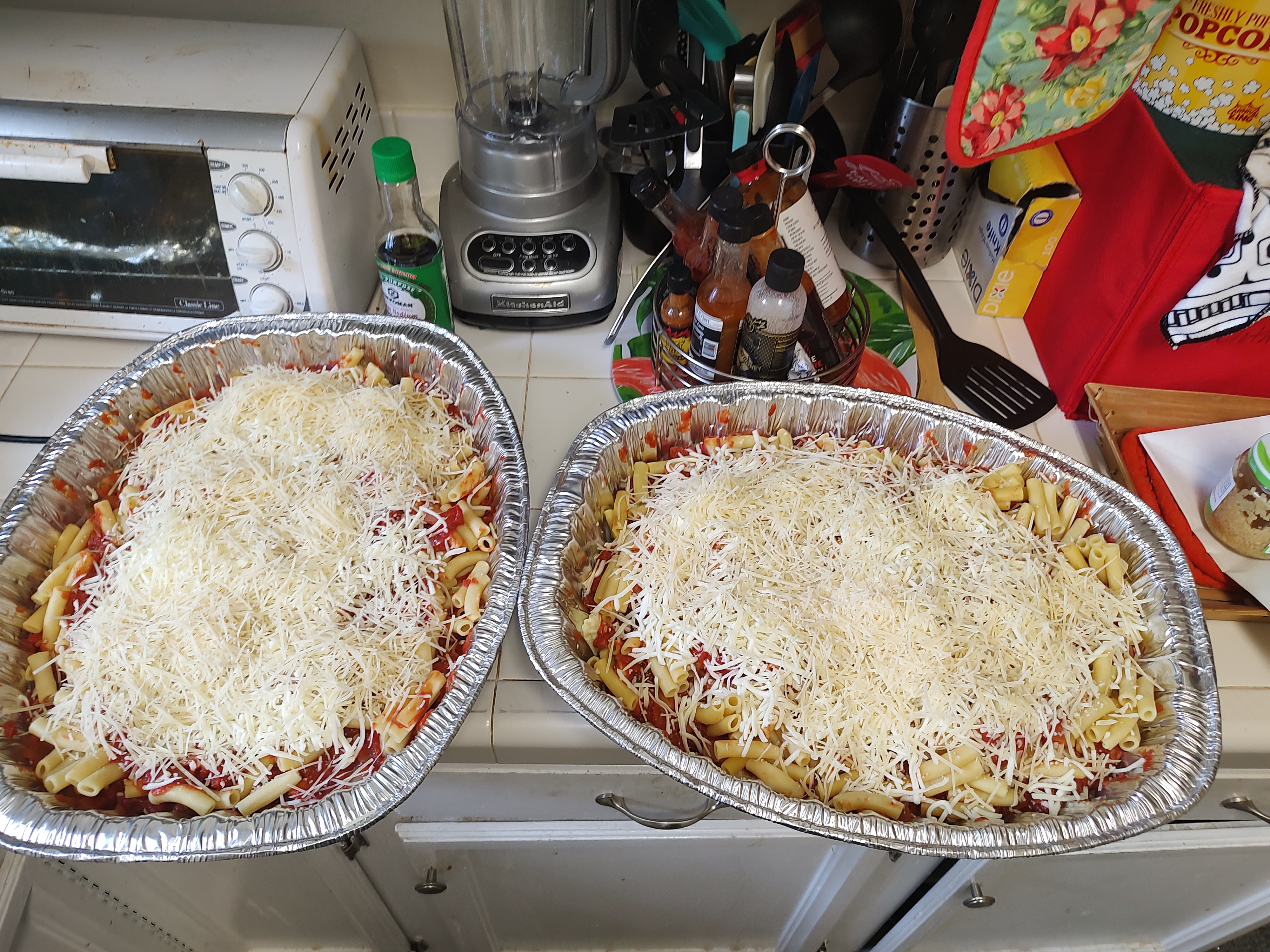 baked ziti before the oven